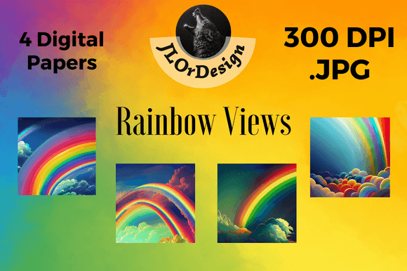 4 Rainbow Views Digital Papers: Instant Visual Impact