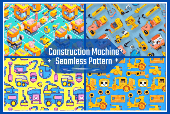 Construction Machine Seamless Pattern: Dynamic Visual Design