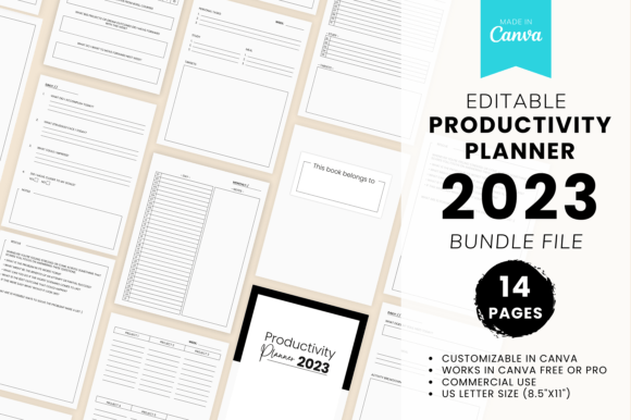 Design Your Ideal Workflow: The 2023 Editable Canva Productivity Planner