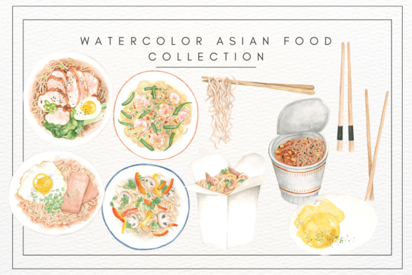 Elevate Designs with Watercolor Asian Food Clipart
