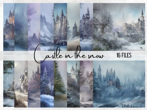 Enchanting Castle in the Snow Background for Designers