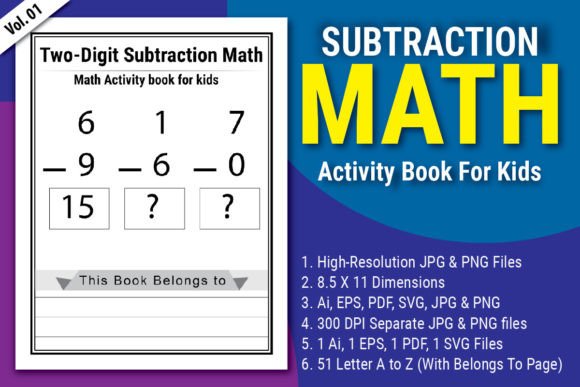 Engaging Two-Digit Subtraction Math Activity Book for Kids