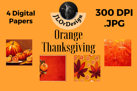 Orange Retro Thanksgiving Digital Papers for Design