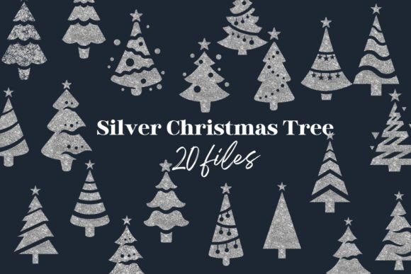 Silver Glitter Christmas Tree: Festive Design Assets