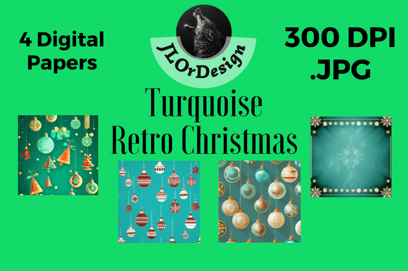 Turquoise Retro Christmas Digital Papers: A Design Asset Guide