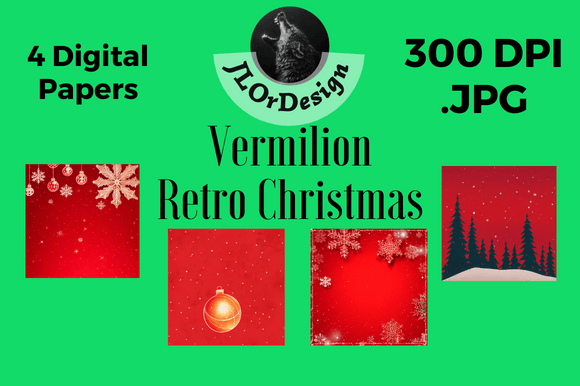 Vermilion Retro Christmas Digital Papers: A Designer's Festive Asset